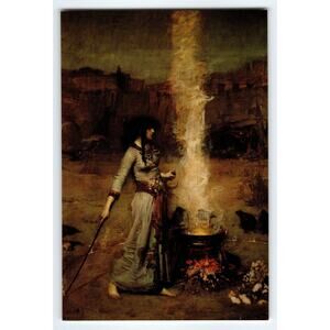 4x6 Color Photo Woman Witch Cauldron Fire Smoke Magic Scene